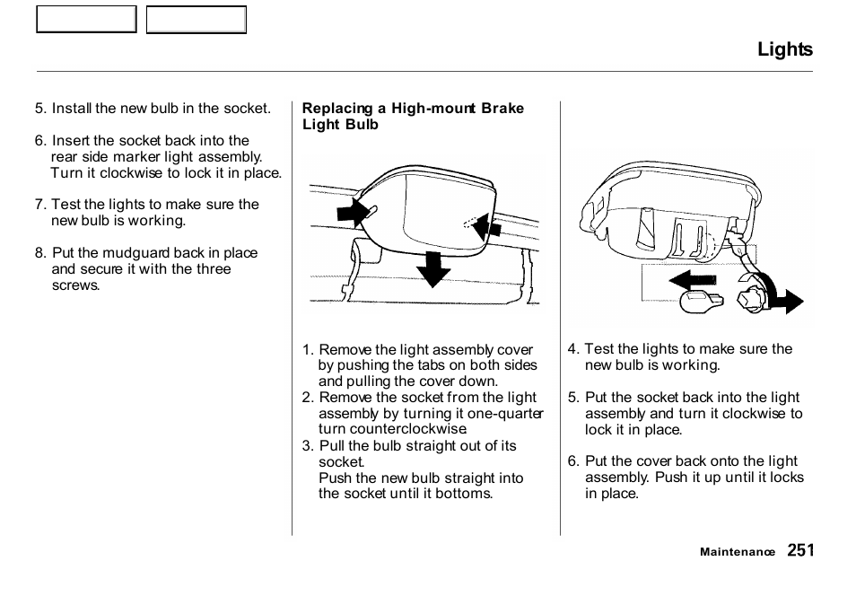 Lights | HONDA 2001 CR-V - Owner's Manual User Manual | Page 255 / 326