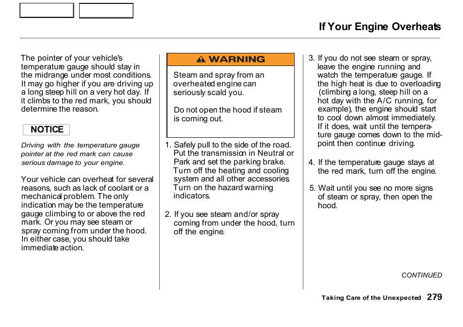 If your engine overheats | HONDA 2001 CR-V - Owner's Manual User Manual | Page 283 / 326