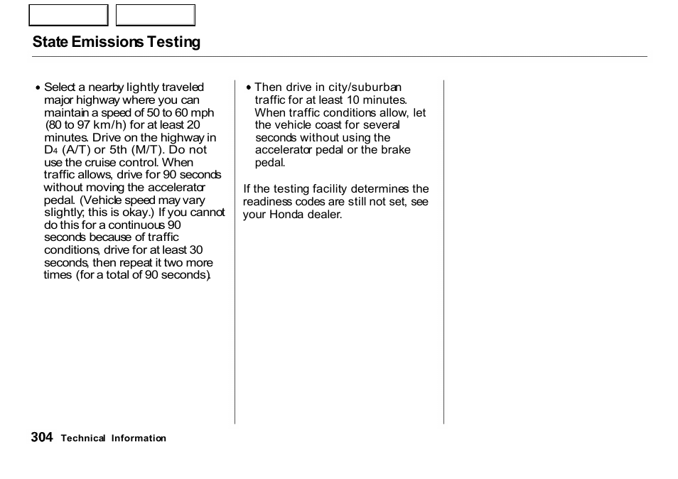 State emissions testing | HONDA 2001 CR-V - Owner's Manual User Manual | Page 308 / 326