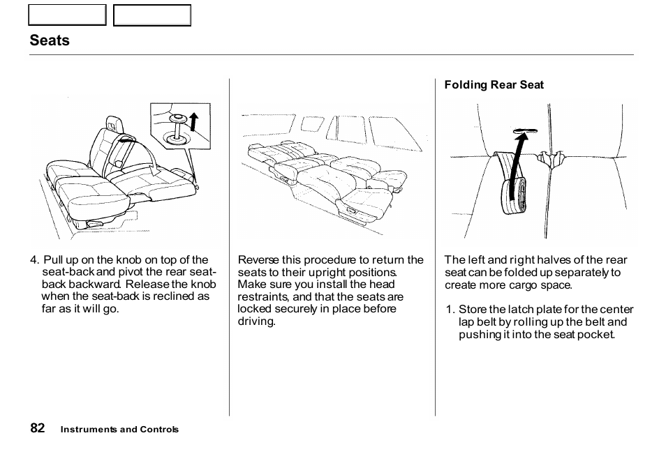 Seats | HONDA 2001 CR-V - Owner's Manual User Manual | Page 86 / 326