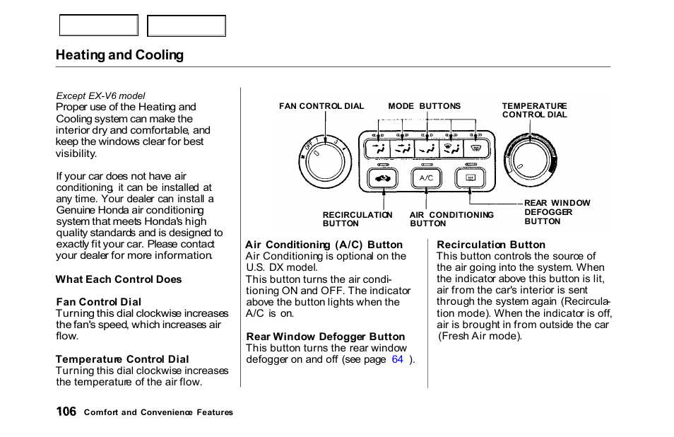 Heating and cooling | HONDA 2000 Accord Sedan - Owner's Manual User Manual | Page 109 / 329