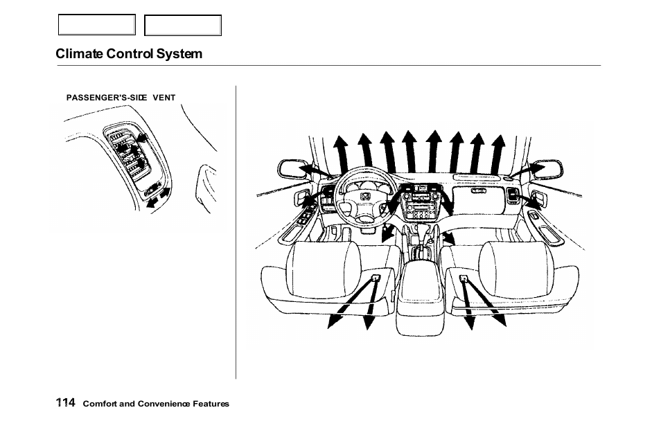 Climate control system | HONDA 2000 Accord Sedan - Owner's Manual User Manual | Page 117 / 329