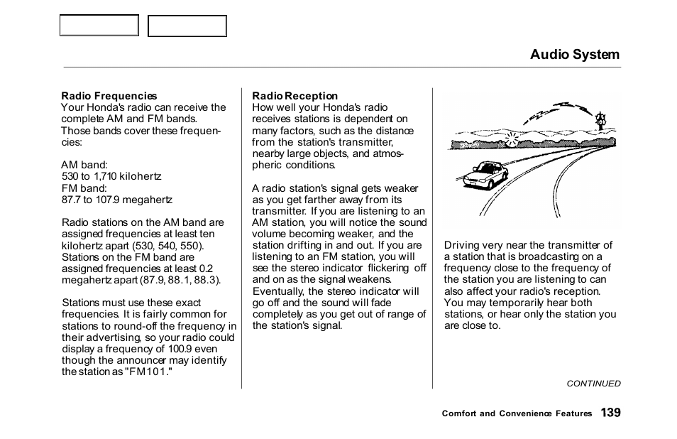 Audio system | HONDA 2000 Accord Sedan - Owner's Manual User Manual | Page 142 / 329