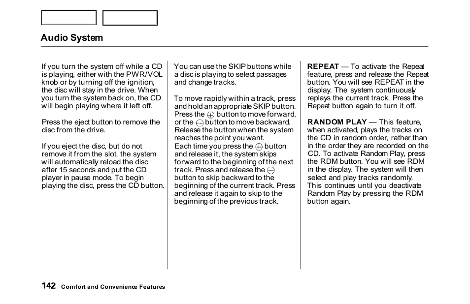 Audio system | HONDA 2000 Accord Sedan - Owner's Manual User Manual | Page 145 / 329