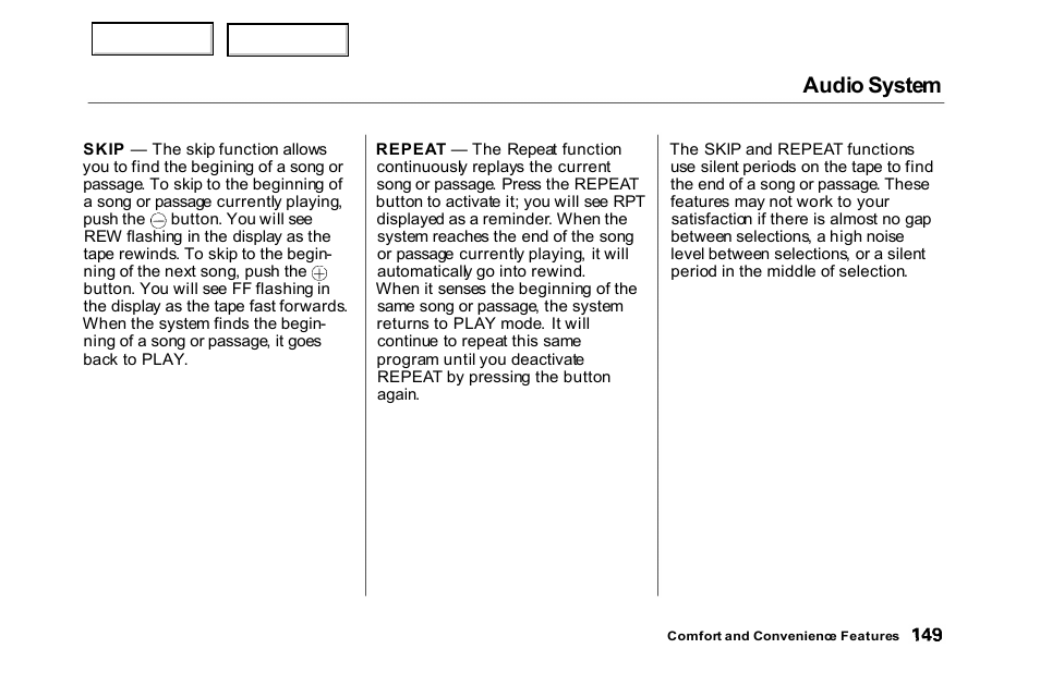 Audio system | HONDA 2000 Accord Sedan - Owner's Manual User Manual | Page 152 / 329