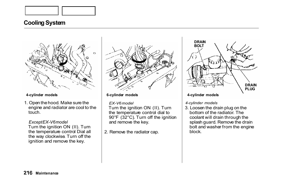 Cooling system | HONDA 2000 Accord Sedan - Owner's Manual User Manual | Page 219 / 329