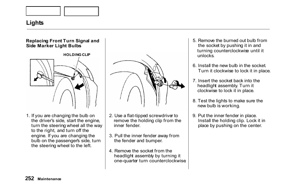 Lights | HONDA 2000 Accord Sedan - Owner's Manual User Manual | Page 255 / 329