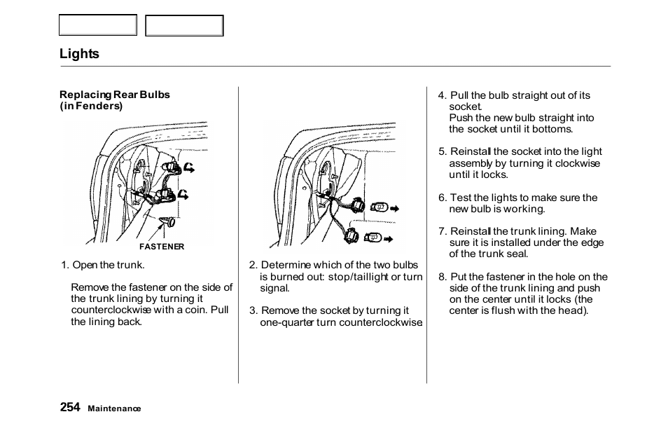 Lights | HONDA 2000 Accord Sedan - Owner's Manual User Manual | Page 257 / 329