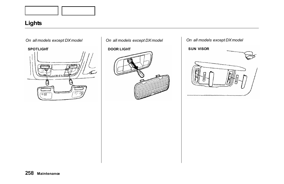 Lights | HONDA 2000 Accord Sedan - Owner's Manual User Manual | Page 261 / 329