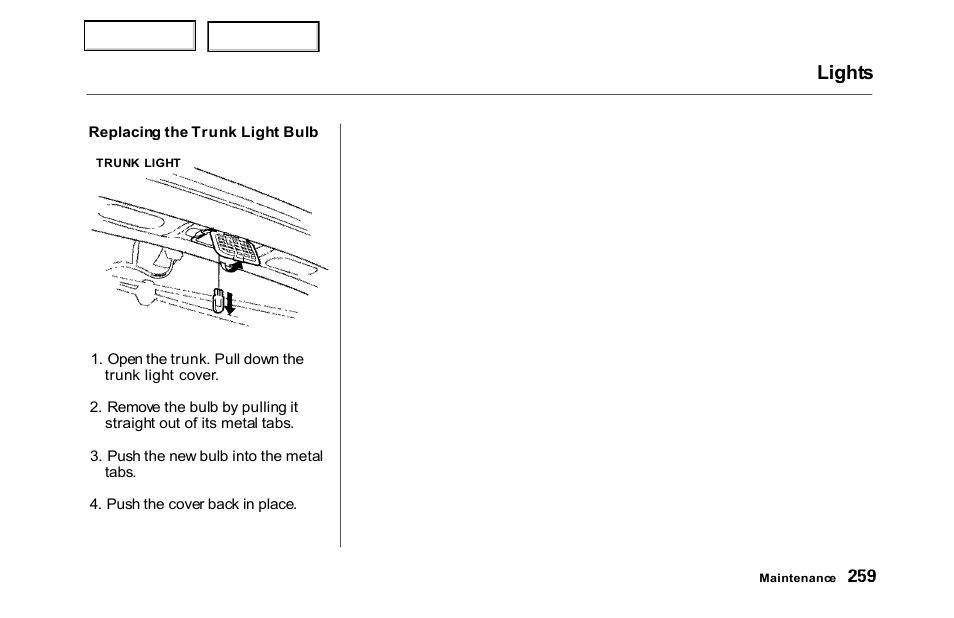 Lights | HONDA 2000 Accord Sedan - Owner's Manual User Manual | Page 262 / 329