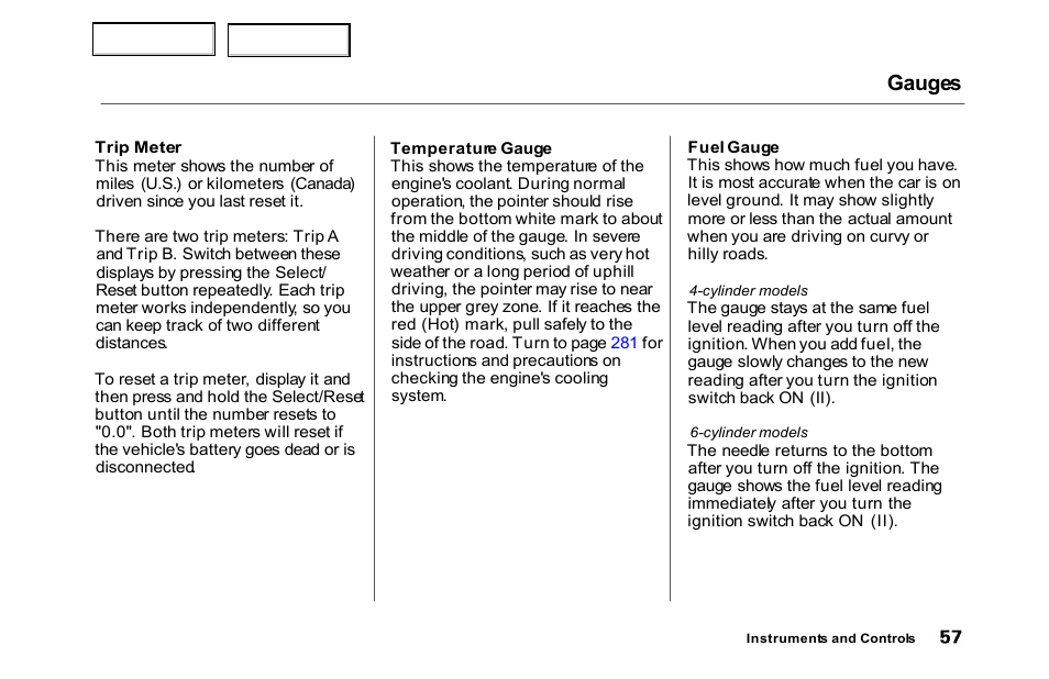 Gauges | HONDA 2000 Accord Sedan - Owner's Manual User Manual | Page 60 / 329