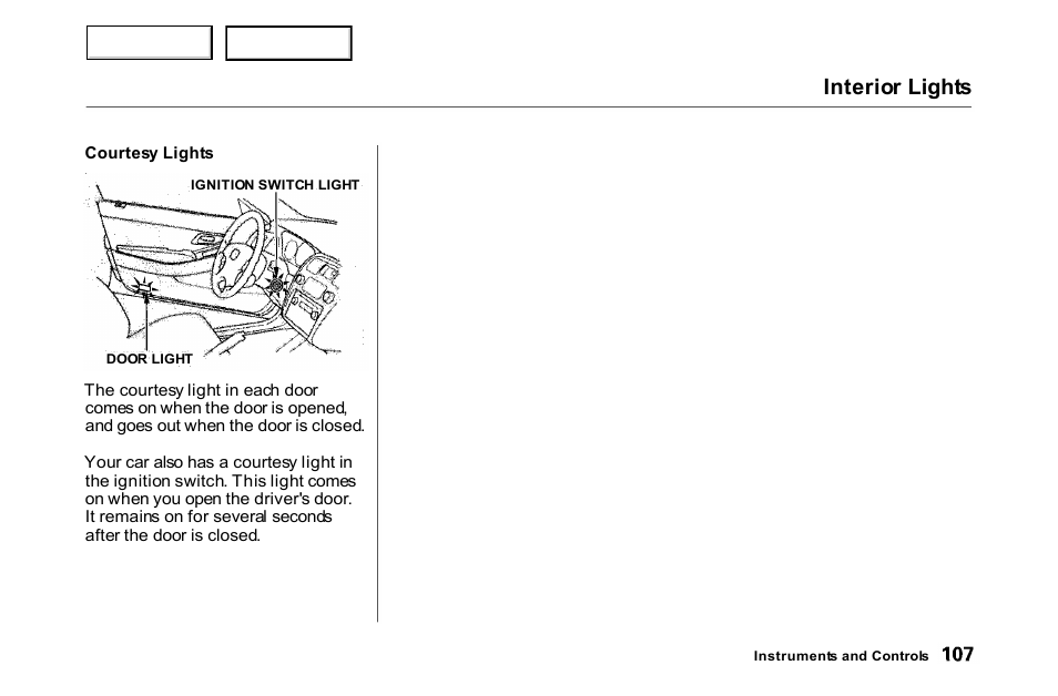 Interior lights | HONDA 2000 Accord Coupe - Owner's Manual User Manual | Page 110 / 338