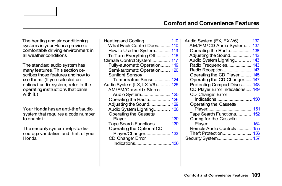 Comfort and convenience features | HONDA 2000 Accord Coupe - Owner's Manual User Manual | Page 112 / 338