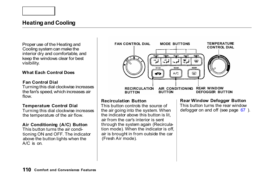 Heating and cooling | HONDA 2000 Accord Coupe - Owner's Manual User Manual | Page 113 / 338