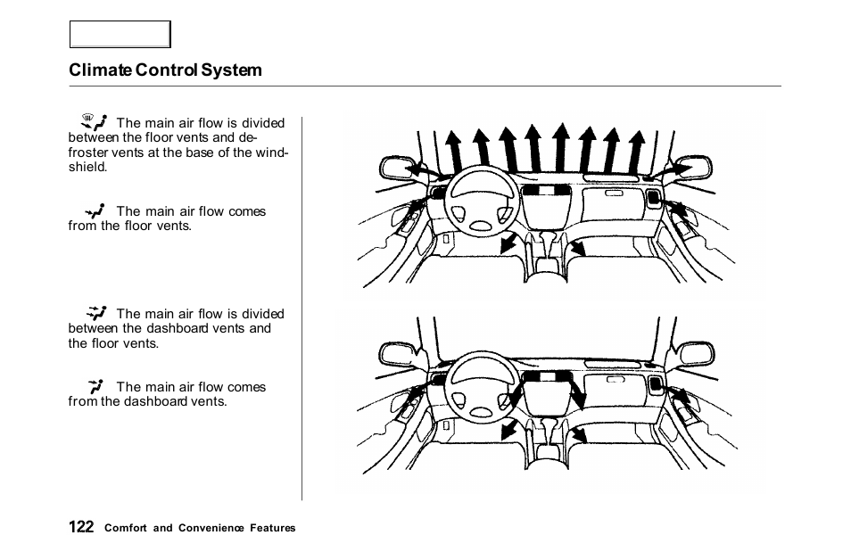 Climate control system | HONDA 2000 Accord Coupe - Owner's Manual User Manual | Page 125 / 338