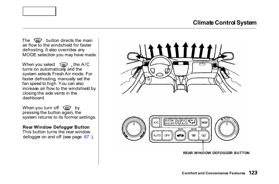 Climate control system | HONDA 2000 Accord Coupe - Owner's Manual User Manual | Page 126 / 338