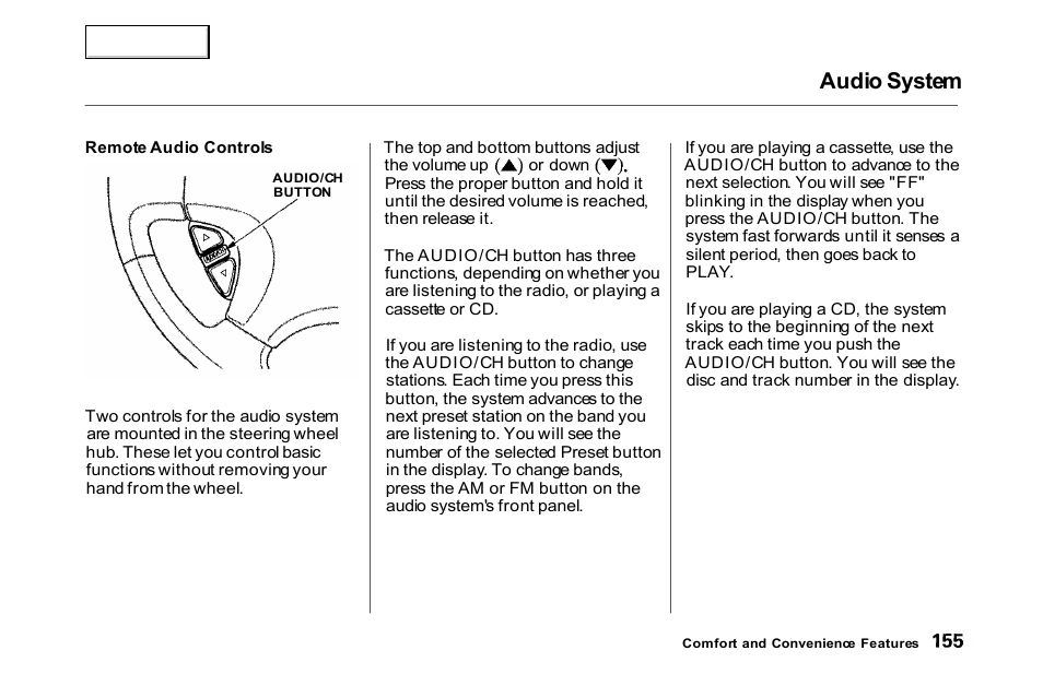 Audio system | HONDA 2000 Accord Coupe - Owner's Manual User Manual | Page 158 / 338