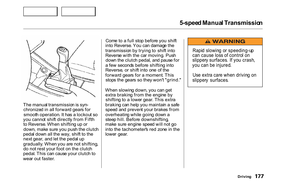 Speed manual transmission | HONDA 2000 Accord Coupe - Owner's Manual User Manual | Page 180 / 338