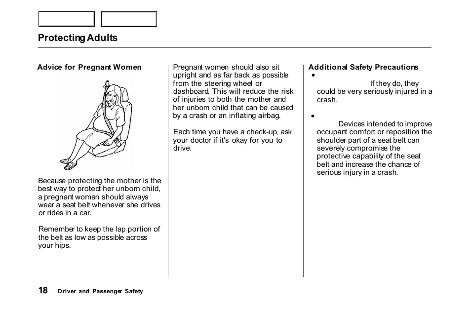 Protecting adults | HONDA 2000 Accord Coupe - Owner's Manual User Manual | Page 21 / 338