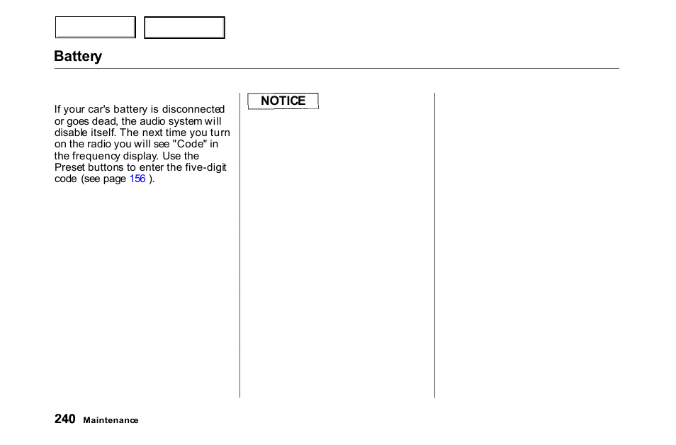 Battery | HONDA 2000 Accord Coupe - Owner's Manual User Manual | Page 243 / 338