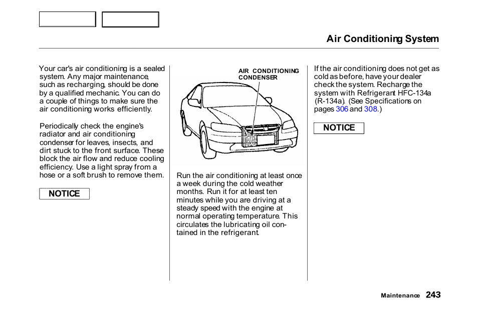 Air conditioning system | HONDA 2000 Accord Coupe - Owner's Manual User Manual | Page 246 / 338