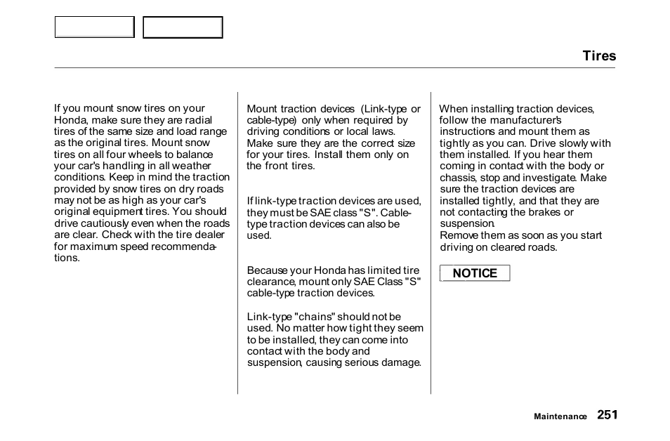 Tires | HONDA 2000 Accord Coupe - Owner's Manual User Manual | Page 254 / 338