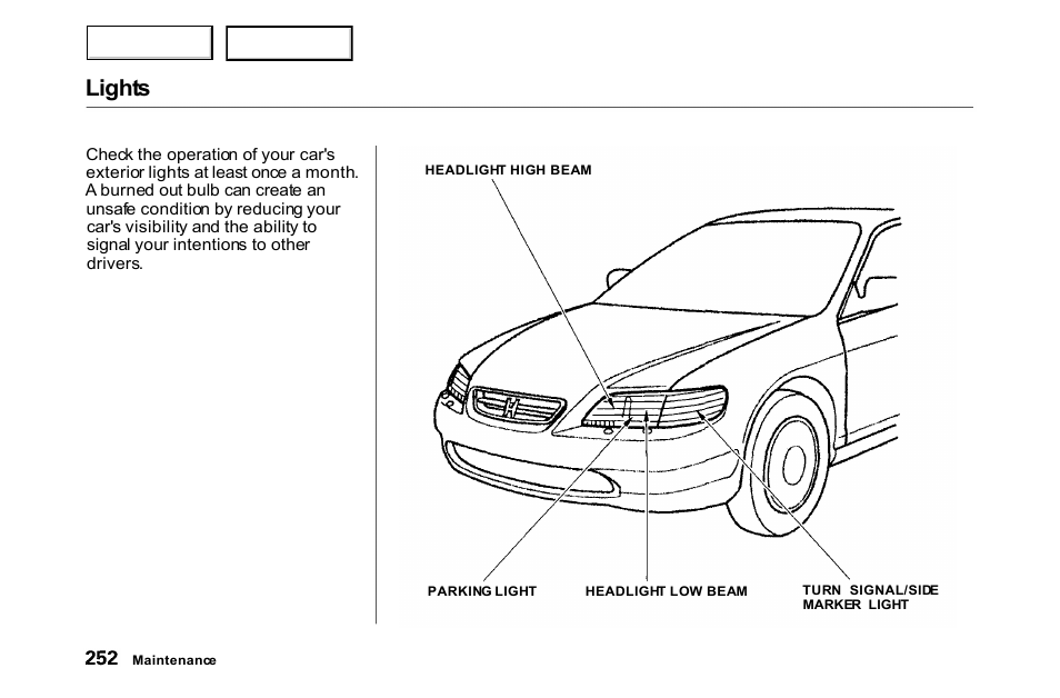 Lights | HONDA 2000 Accord Coupe - Owner's Manual User Manual | Page 255 / 338