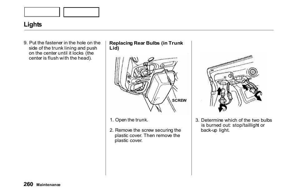 Lights | HONDA 2000 Accord Coupe - Owner's Manual User Manual | Page 263 / 338