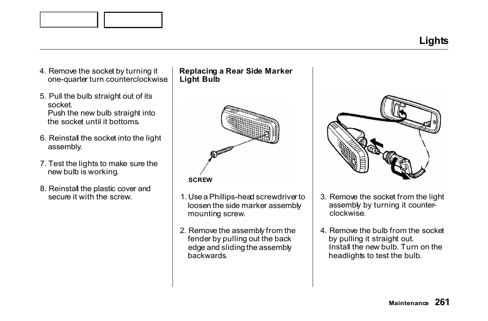 Lights | HONDA 2000 Accord Coupe - Owner's Manual User Manual | Page 264 / 338