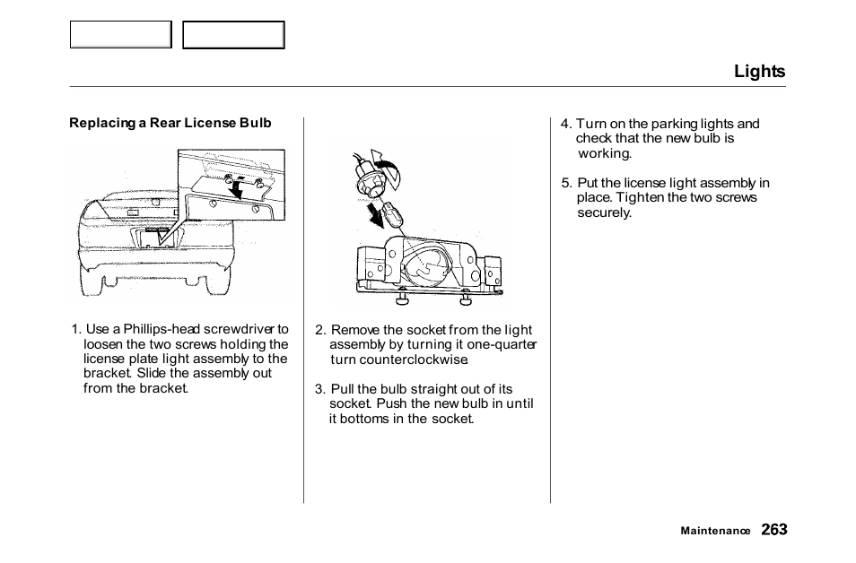 Lights | HONDA 2000 Accord Coupe - Owner's Manual User Manual | Page 266 / 338