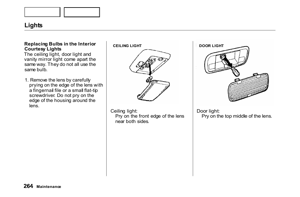Lights | HONDA 2000 Accord Coupe - Owner's Manual User Manual | Page 267 / 338
