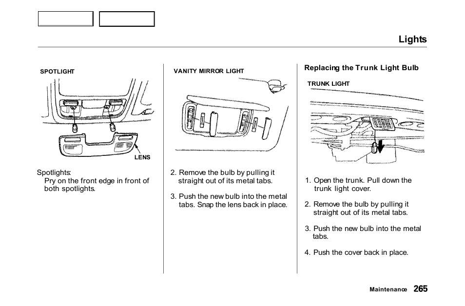 Lights | HONDA 2000 Accord Coupe - Owner's Manual User Manual | Page 268 / 338