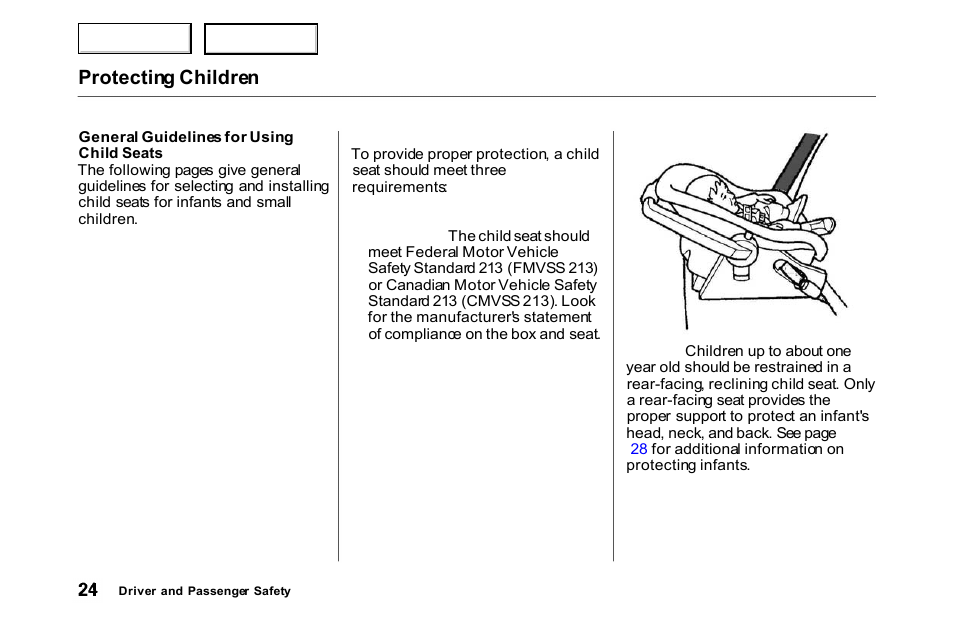 Protecting children | HONDA 2000 Accord Coupe - Owner's Manual User Manual | Page 27 / 338