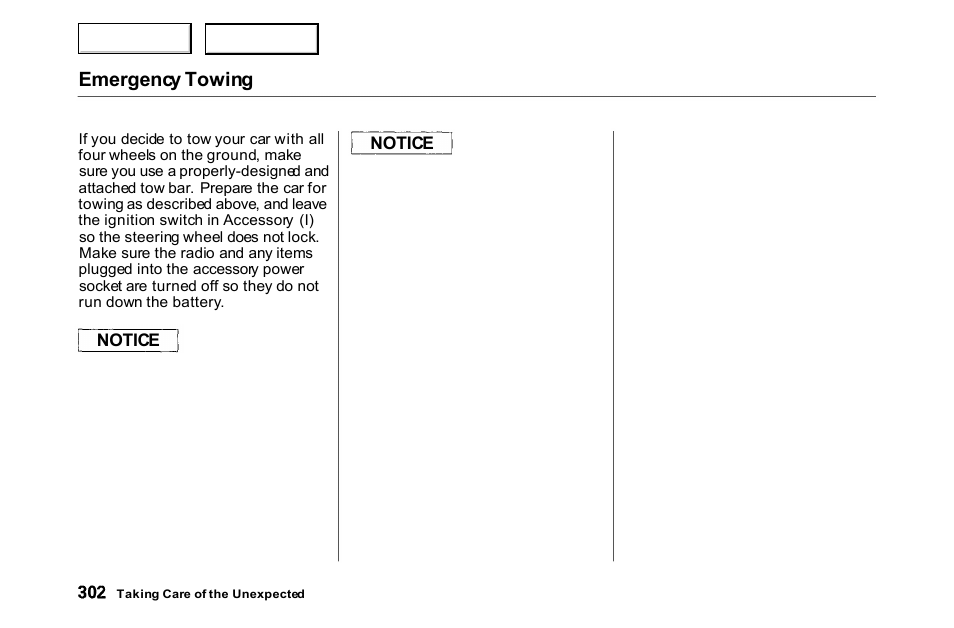 Emergency towing | HONDA 2000 Accord Coupe - Owner's Manual User Manual | Page 305 / 338