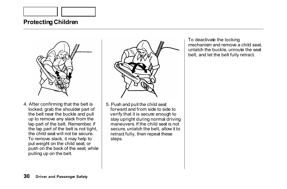 Protecting children | HONDA 2000 Accord Coupe - Owner's Manual User Manual | Page 33 / 338