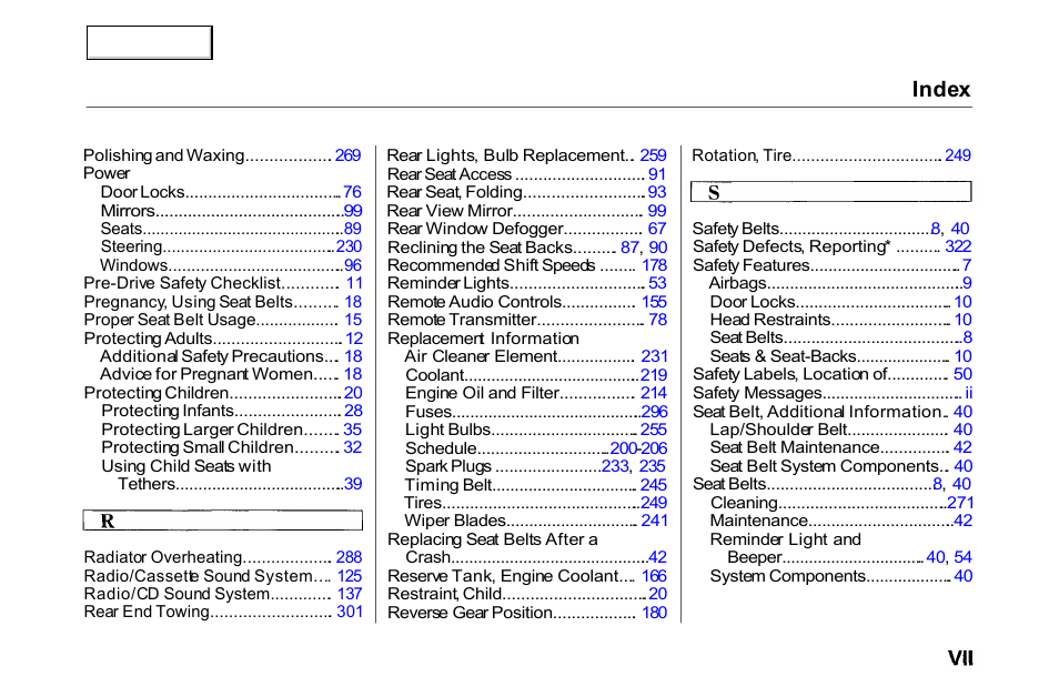 Index | HONDA 2000 Accord Coupe - Owner's Manual User Manual | Page 334 / 338