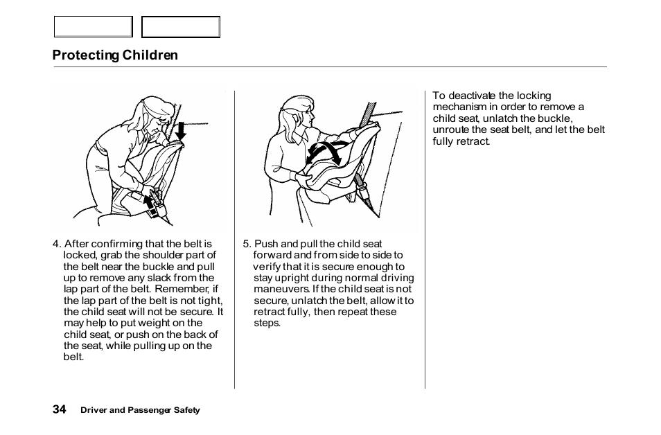 Protecting children | HONDA 2000 Accord Coupe - Owner's Manual User Manual | Page 37 / 338