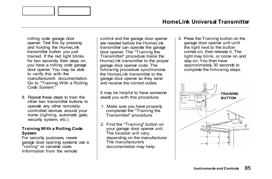 Homelink universal transmitter | HONDA 2000 Accord Coupe - Owner's Manual User Manual | Page 88 / 338