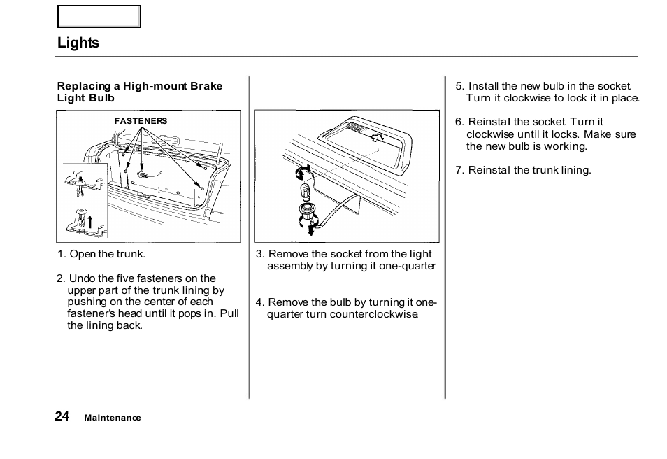 Lights | HONDA 2000 Civic GX - Owner's Manual User Manual | Page 24 / 36