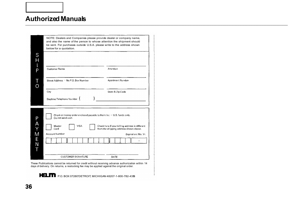 Authorized manuals | HONDA 2000 Civic GX - Owner's Manual User Manual | Page 36 / 36