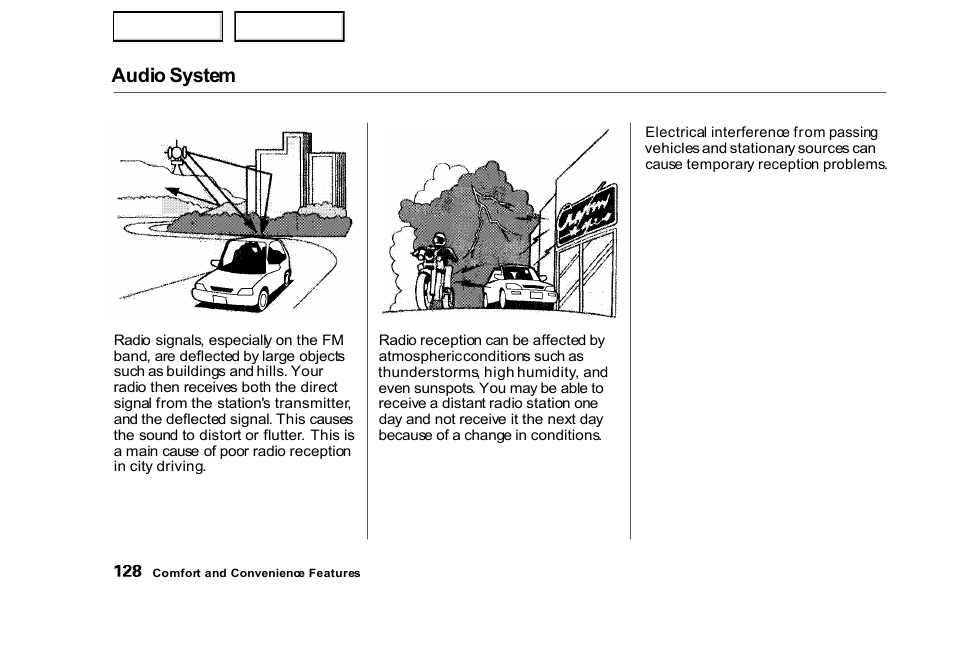 Audio system | HONDA 2000 Civic Sedan - Owner's Manual User Manual | Page 131 / 293