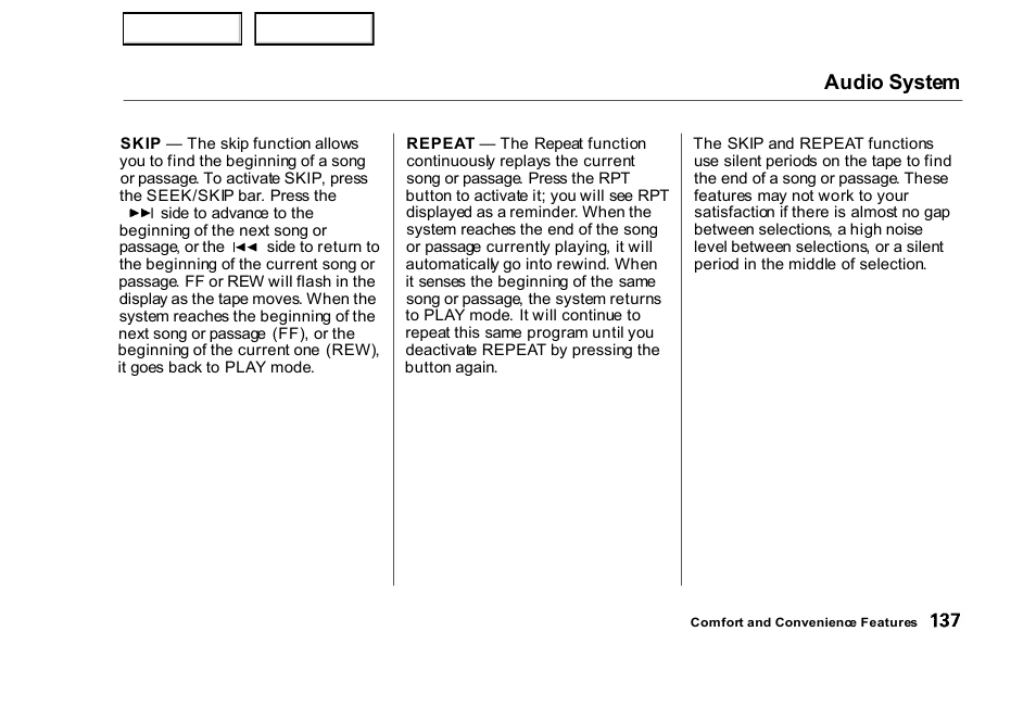 Audio system | HONDA 2000 Civic Sedan - Owner's Manual User Manual | Page 140 / 293