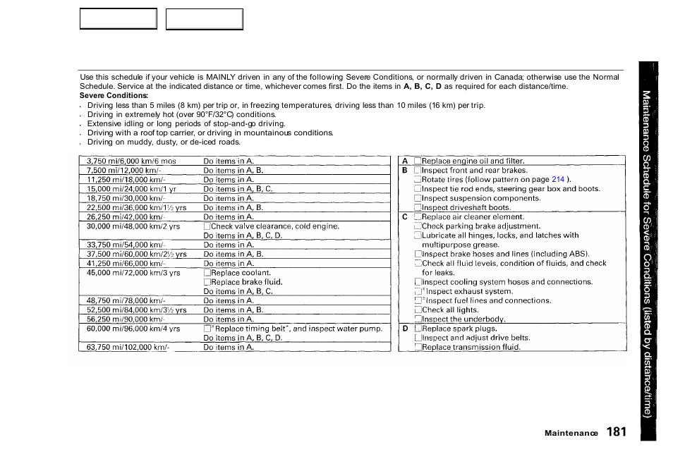 HONDA 2000 Civic Sedan - Owner's Manual User Manual | Page 184 / 293