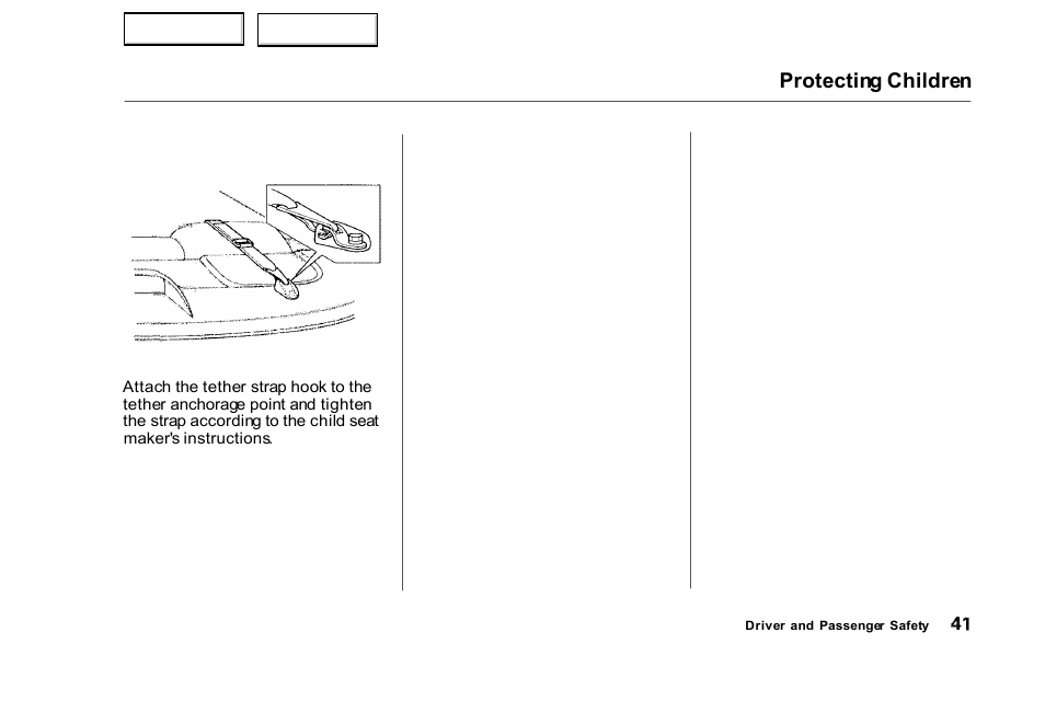 Protecting children | HONDA 2000 Civic Sedan - Owner's Manual User Manual | Page 44 / 293