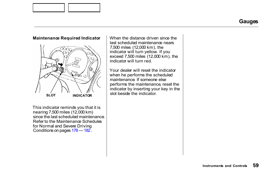 Indicator, Gauges | HONDA 2000 Civic Sedan - Owner's Manual User Manual | Page 62 / 293