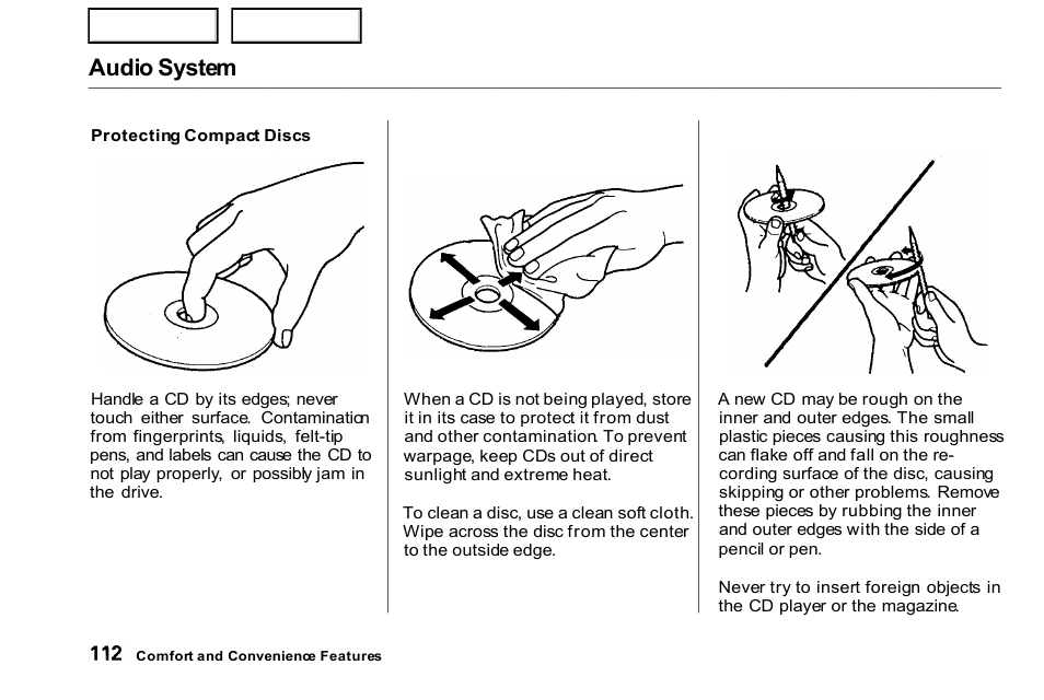 Audio system | HONDA 2000 Civic Coupe - Owner's Manual User Manual | Page 115 / 277