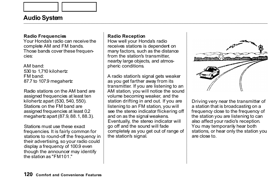 Audio system | HONDA 2000 Civic Coupe - Owner's Manual User Manual | Page 123 / 277