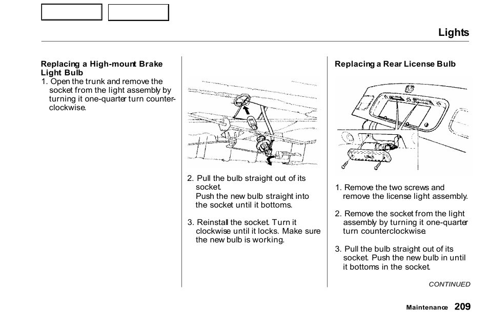 Lights | HONDA 2000 Civic Coupe - Owner's Manual User Manual | Page 212 / 277