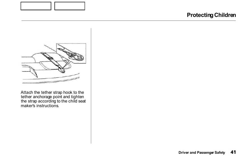 Protecting children | HONDA 2000 Civic Coupe - Owner's Manual User Manual | Page 44 / 277