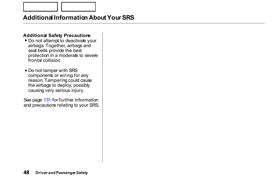 Additional information about your srs | HONDA 2000 Civic Coupe - Owner's Manual User Manual | Page 51 / 277